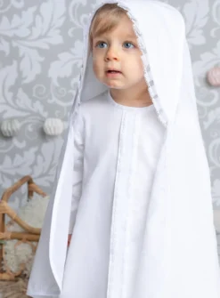 Linge baptême capuche collection " Olivier et Croix" - Personnalisable