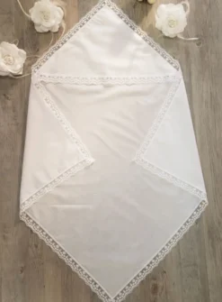 Linge lange carré dentelle fine Anaé - Personnalisable Blanc
