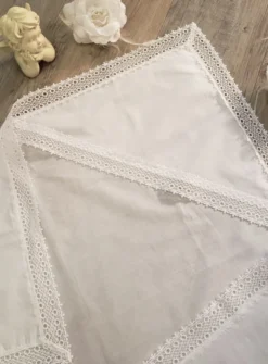 Linge lange carré dentelle large Blanc