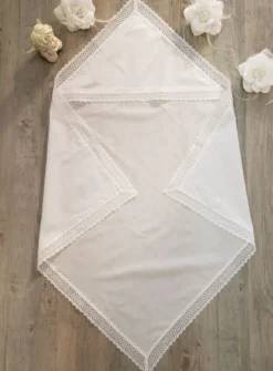 Linge lange carré dentelle large Blanc