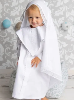 Linge lange carré dentelle large Blanc