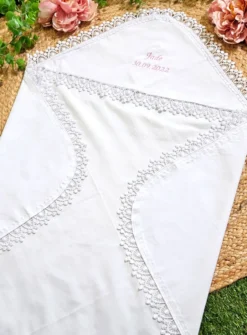 Linge lange carré dentelle large - Personnalisable Blanc