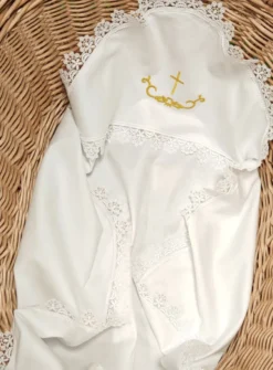 Linge lange carré dentelle large - Personnalisable Blanc
