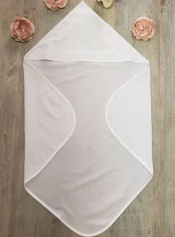 Linge lange carré large dentelle Simon Blanc