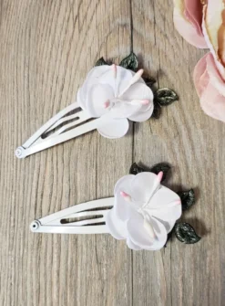 Lot 2 barrettes fleurs Blanc
