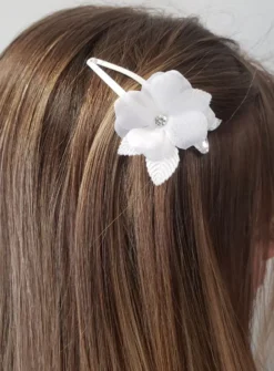 Lot de 2 barrettes cheveux pétales et strass Blanc