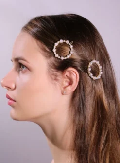 Lot de 2 barrettes perle Ivoire - Ecru