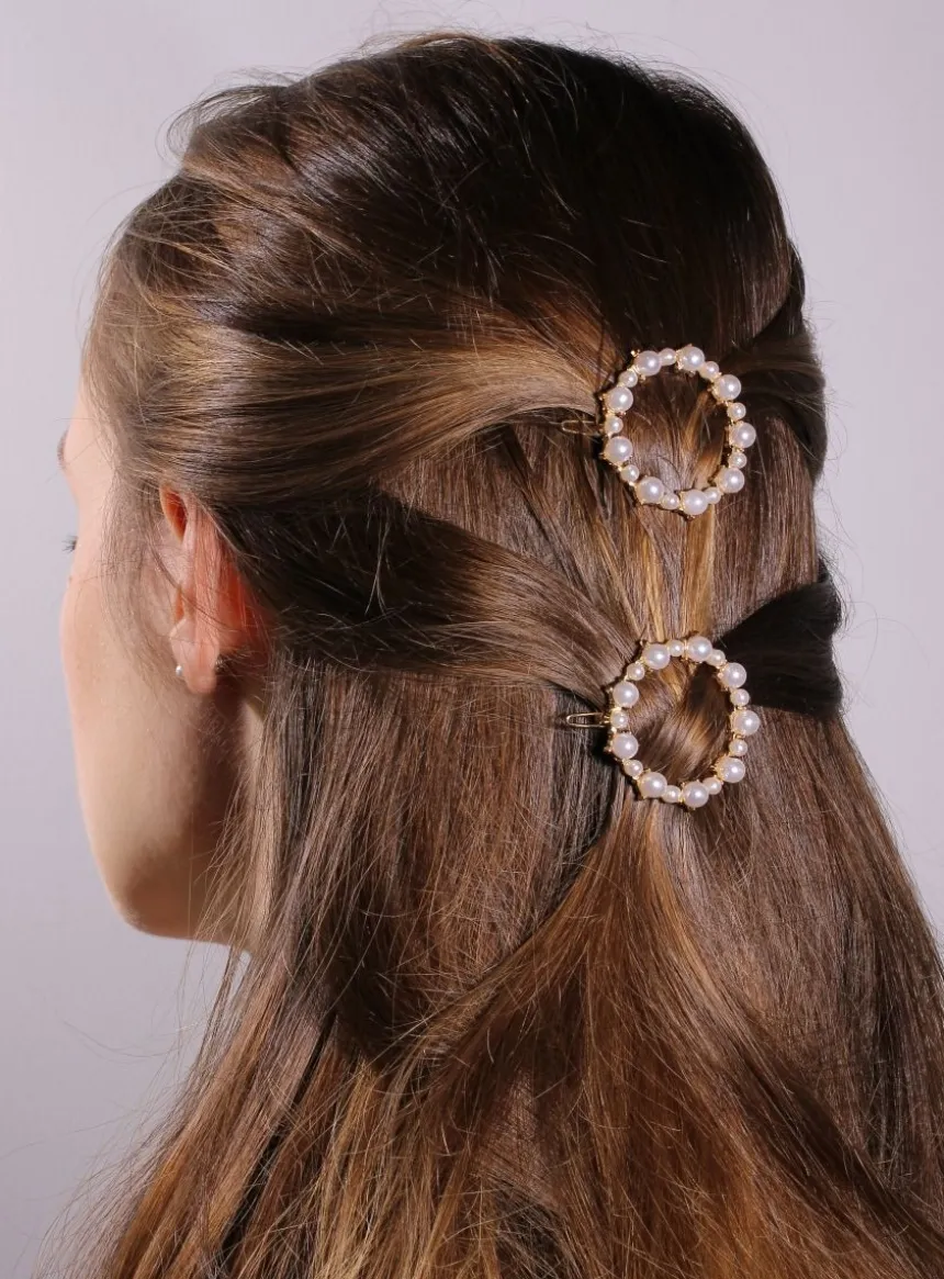 Lot de 2 barrettes perle Ivoire - Ecru