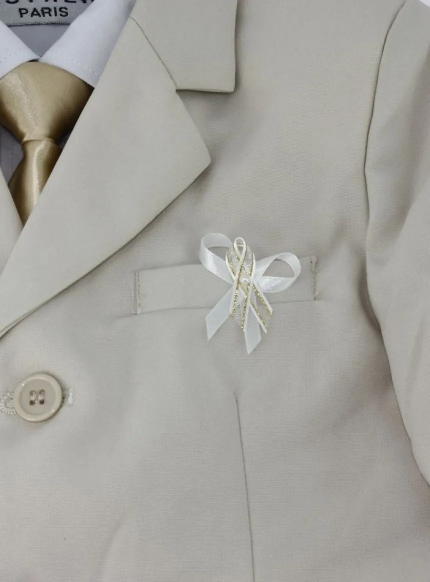 Lot de 20 boutonnières noeud satin perle