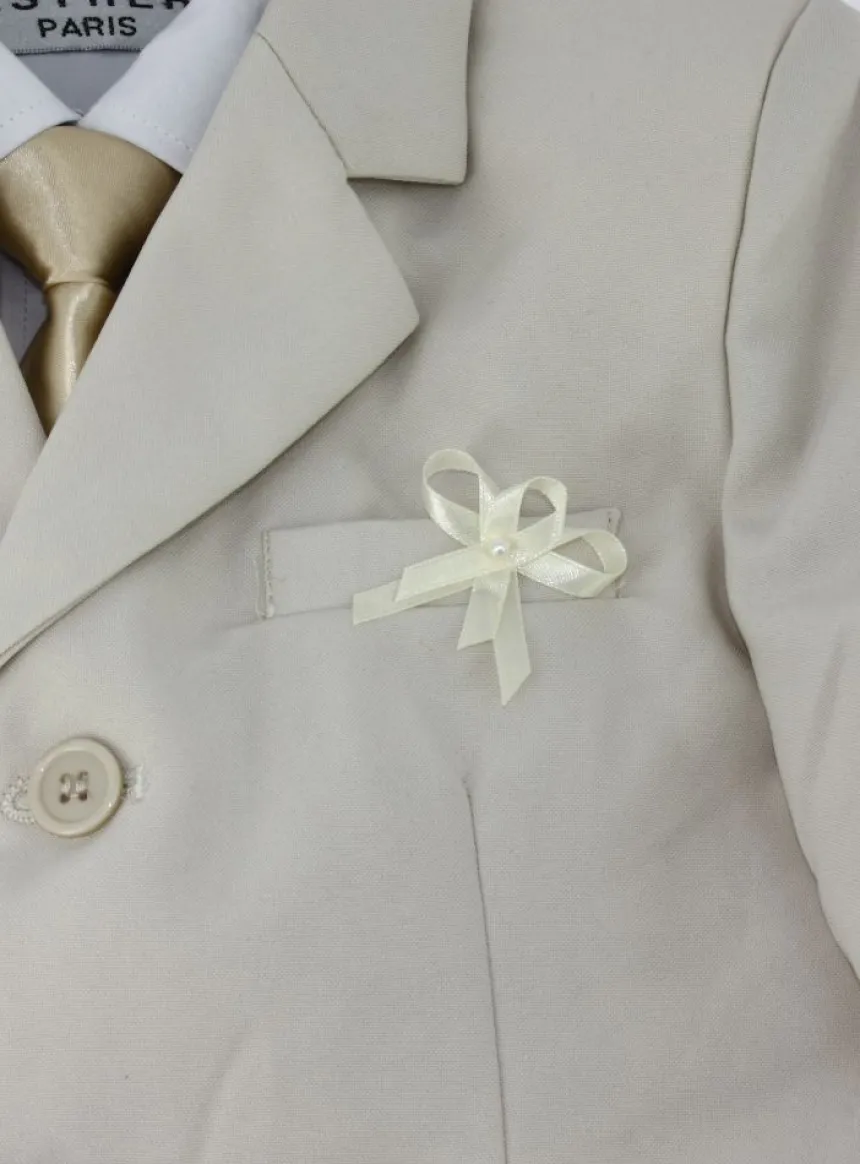 Lot de 20 boutonnières noeud satin perle