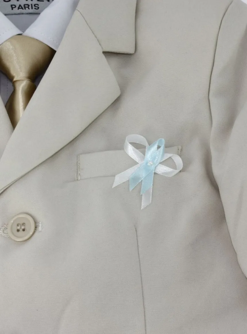 Lot de 20 boutonnières noeud satin perle