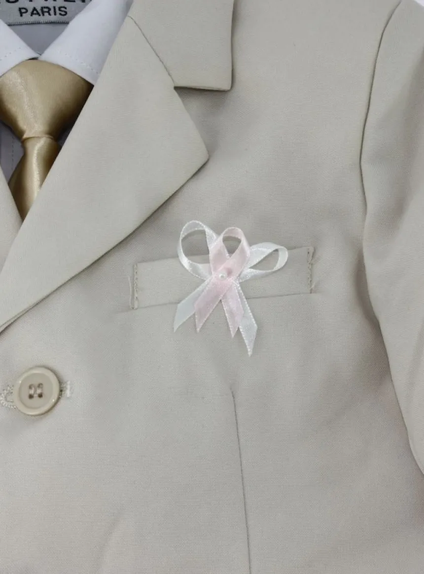 Lot de 20 boutonnières noeud satin perle