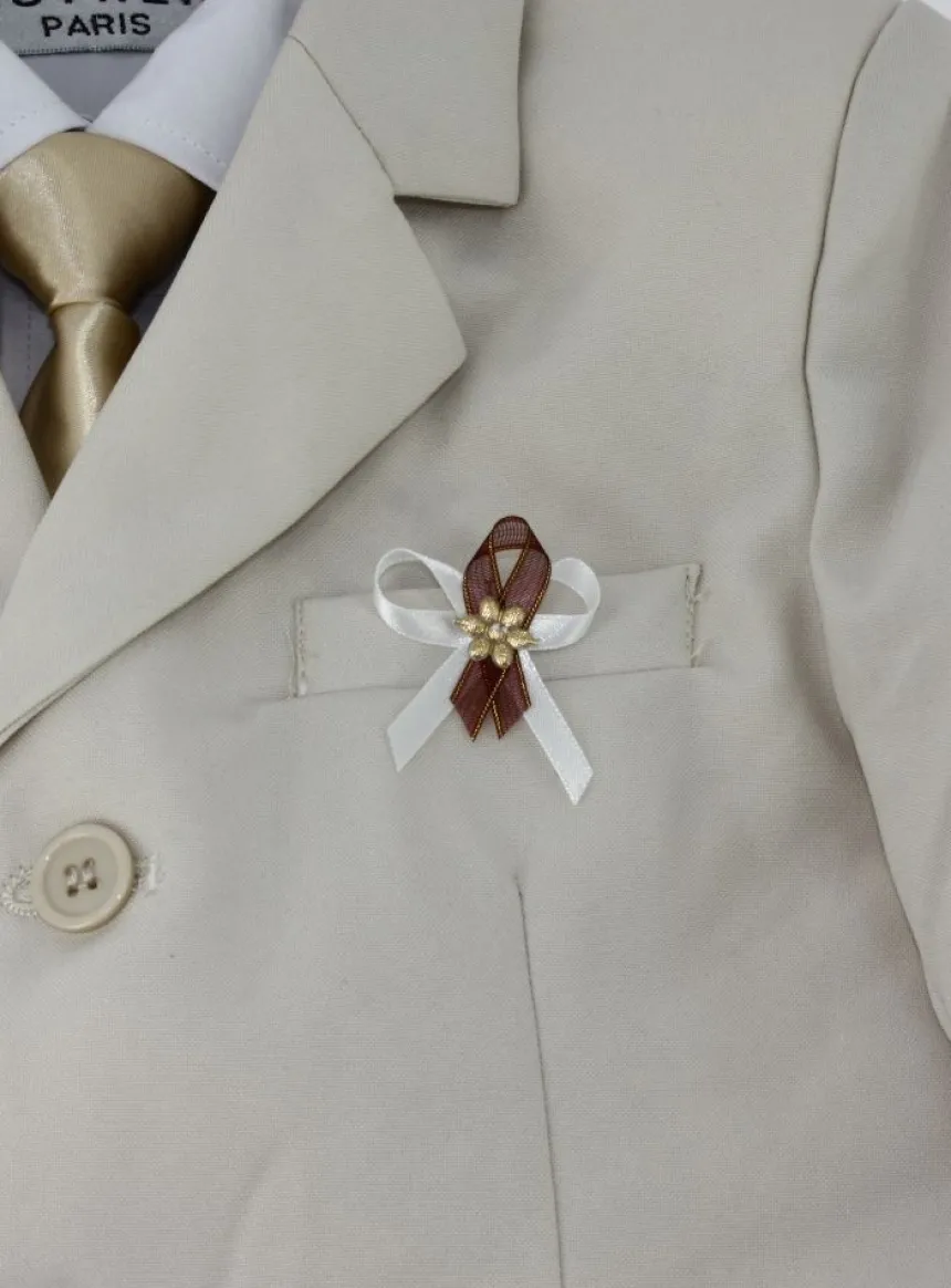 Lot de 20 boutonnières noeud satin et fleur