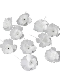 Lot de 10 fleurs blanches à piquer Blanc