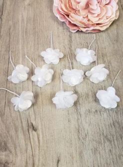 Lot de10 fleurs pour coiffure cérémonie Blanc