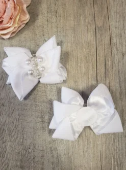 Lot de 2 noeuds avec ruban et perles Blanc