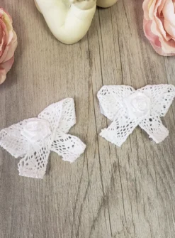 Lot de 2 noeuds dentelle coton Blanc