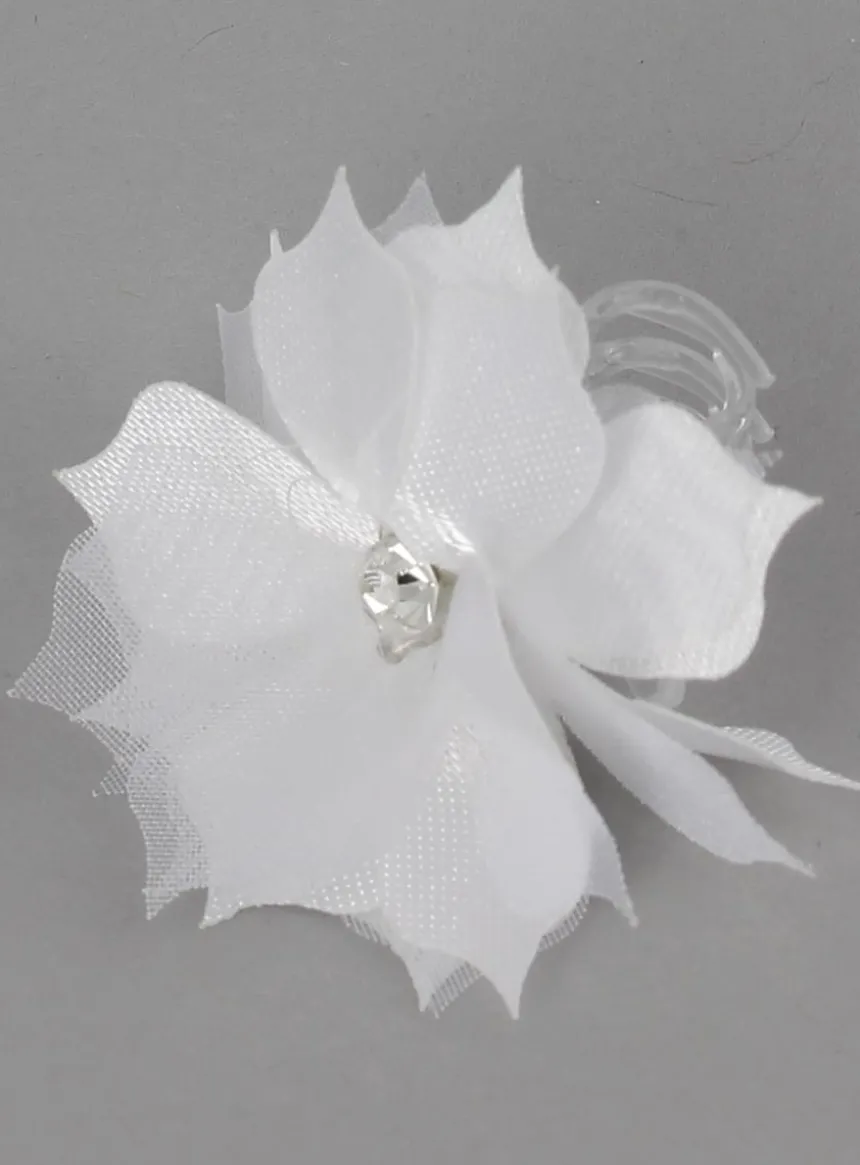 Lot de 5 petites pinces crabes Fleur et strass Blanc