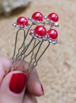 Lot de 5 pics à cheveux perle et strass