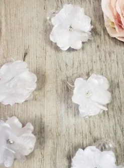 Lot 5 pinces crabes avec fleurs Blanc