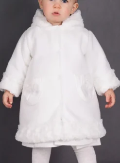 Manteau blanc bébé fille en polaire