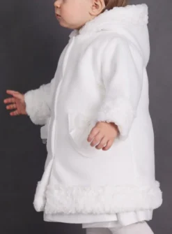 Manteau blanc bébé fille en polaire