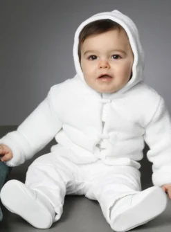 Manteau cardigan blanc bébé Mixte avec capuche Blanc 1 mois