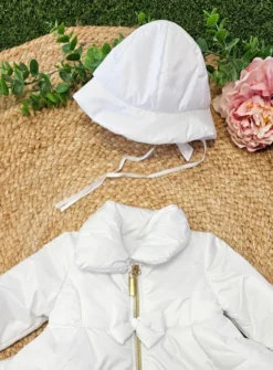 Manteau cérémonie fille blanc + bonnet