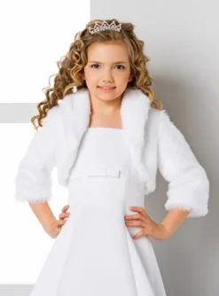 Manteau enfant fausse fourrure manches 3/4