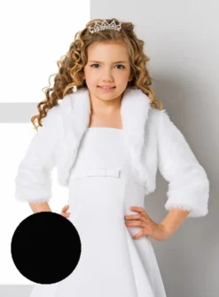 Manteau enfant fausse fourrure manches 3/4