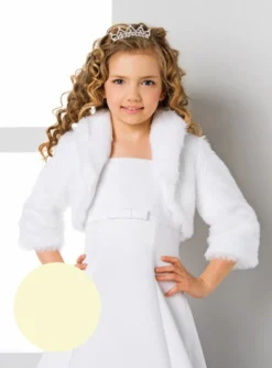 Manteau enfant fausse fourrure manches 3/4