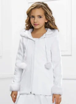 Manteau fille avec pompons