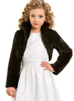 Manteau fille fausse fourrure court