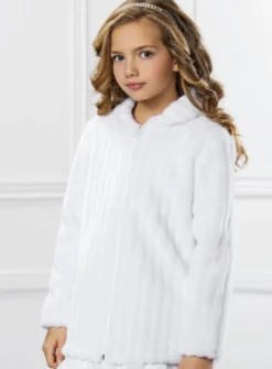 Manteau hiver fille en fausse fourrure