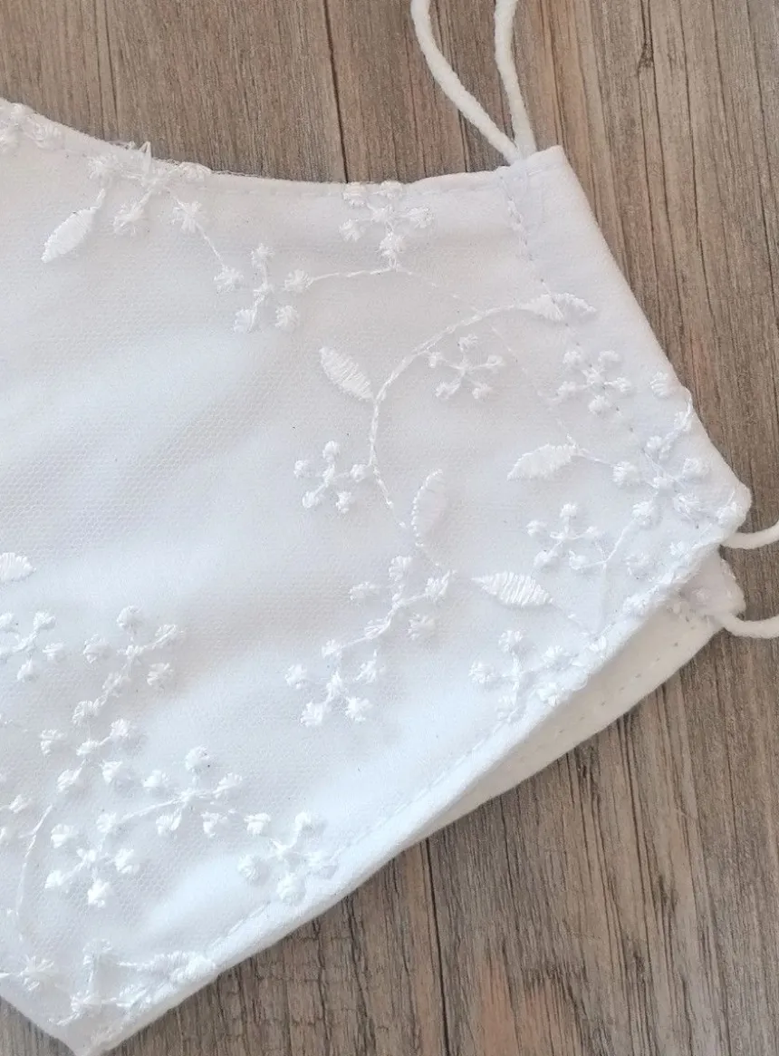 Masque dentelle brodée Blanc