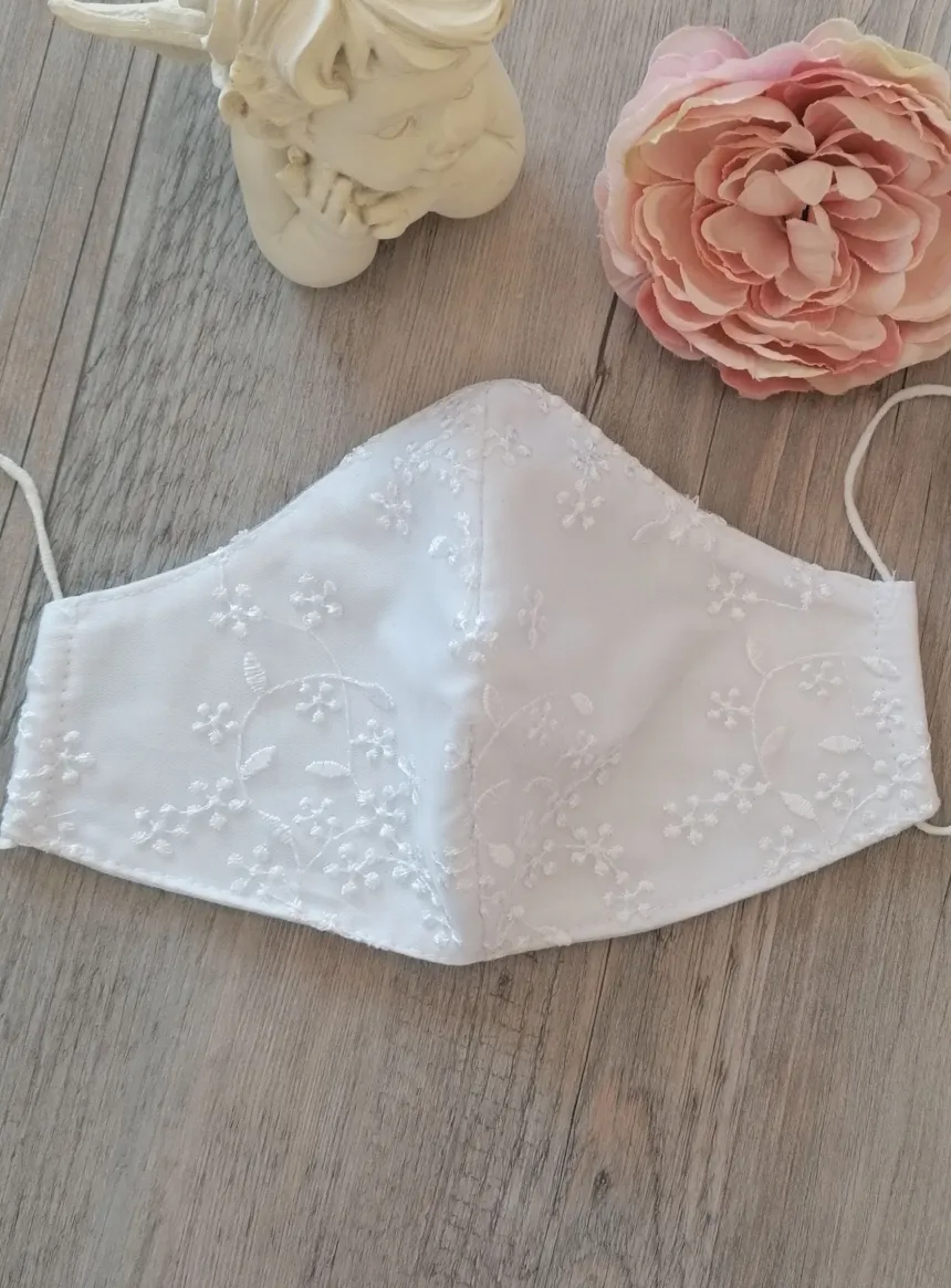 Masque dentelle brodée Blanc