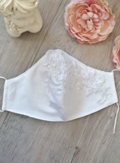 Masque dentelle perlée Blanc