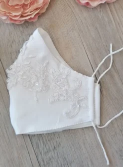 Masque dentelle perlée Blanc