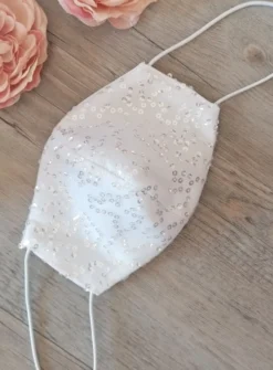 Masque tissu et sequins Blanc