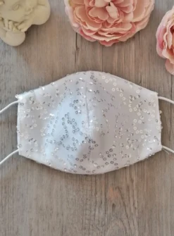 Masque tissu et sequins Blanc