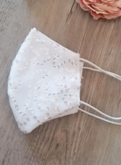 Masque tissu et sequins Blanc