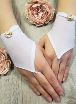 Mitaines de communion Fleur dorée
