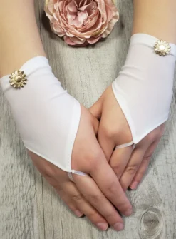 Mitaines de communion Fleur dorée