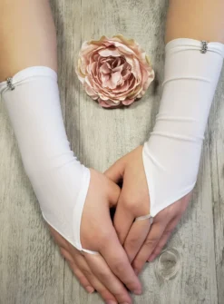 Mitaines de cérémonie pour fille avec strass