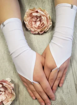 Mitaines de cérémonie pour fille avec strass