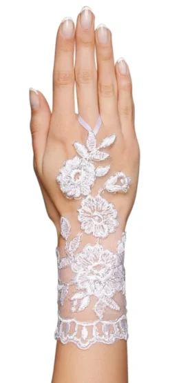Mitaines mariage femme court dentelle lacet