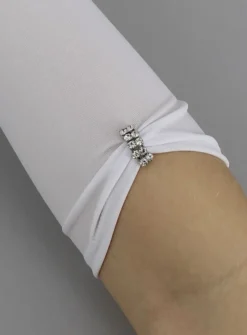 Mitaines mariage femme mi-long barrette strass