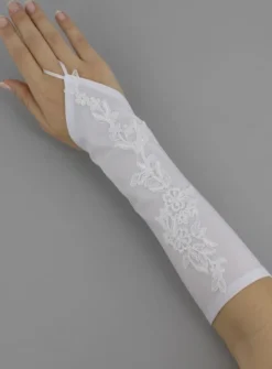 Mitaines mariage femme mi-long dentelle florale