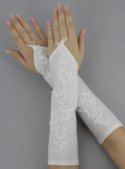 Mitaines mariage femme mi-long dentelle florale