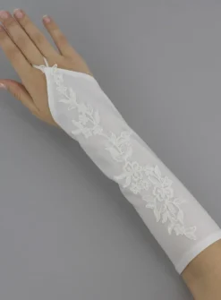 Mitaines mariage femme mi-long dentelle florale